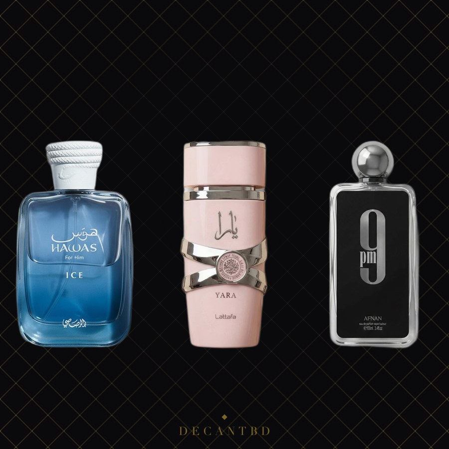 Best-Sellers Combo — three perfume decants on the DecantBD brand background